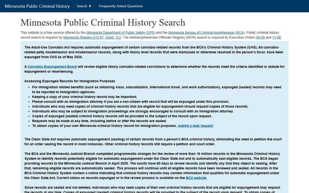 Minnesota BCA public criminal history search for Anoka County arrests