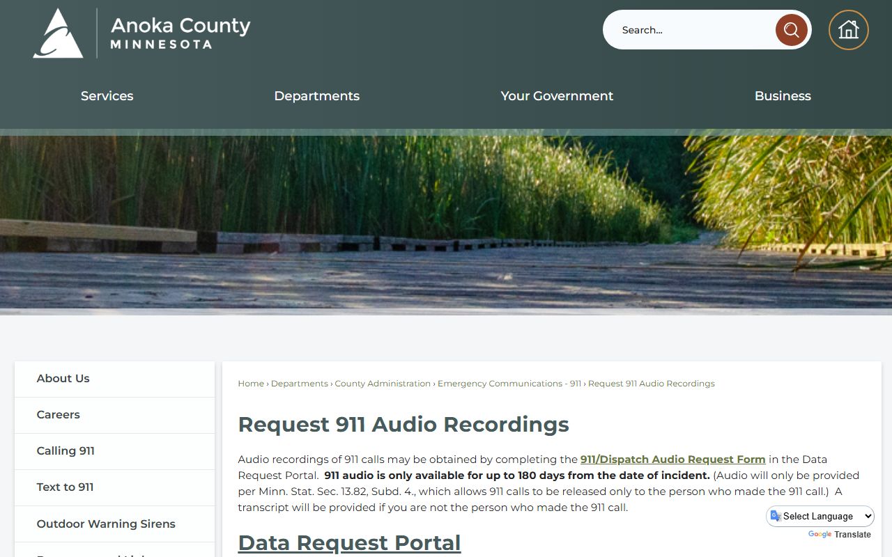Anoka County Sheriff request data portal