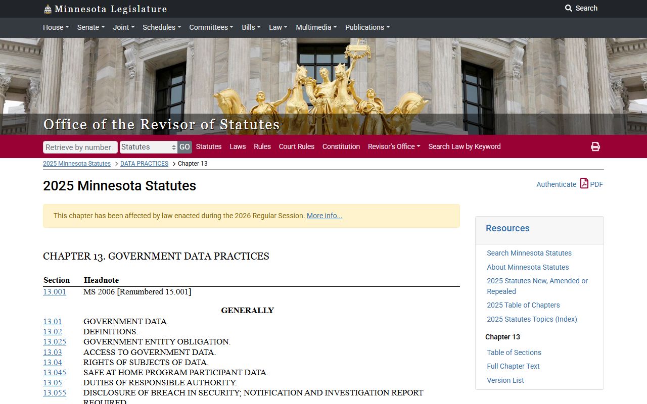 Minnesota Government Data Practices Act Chapter 13