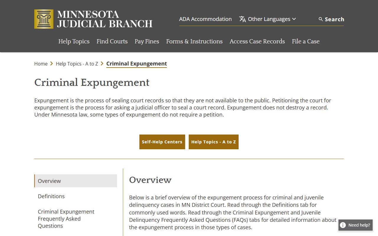 Minnesota criminal expungement help for Anoka County court records