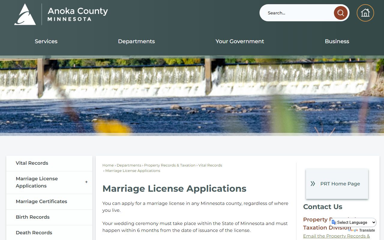 Anoka County marriage license application instructions